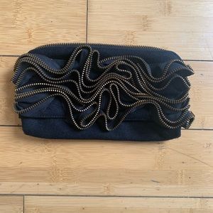 J. Crew Zipper Ruffle Design Wallet Clutch